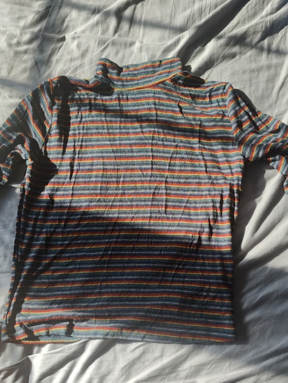 Grace Multicolor Stripe Short-Sleeve Mock Neck Tee